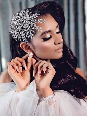 Bridal Rhinestone Headpiece for Wedding，Leaf Crystal Hair Pieces Bride S…